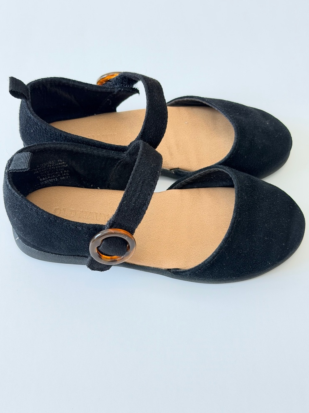 Old Navy Girls Size 8 Black Mary Jane Ballet Flats Faux Suede Buckle Shoes